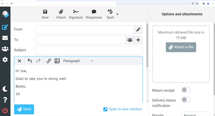 Roundcube Email Composing Body Section