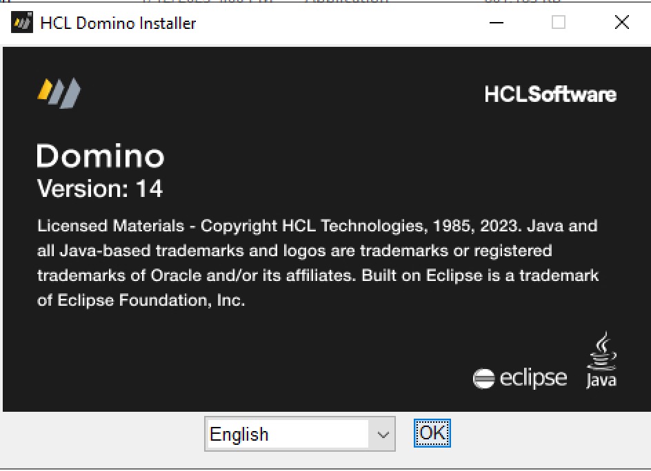 HCL Domino Installer dialog - First page